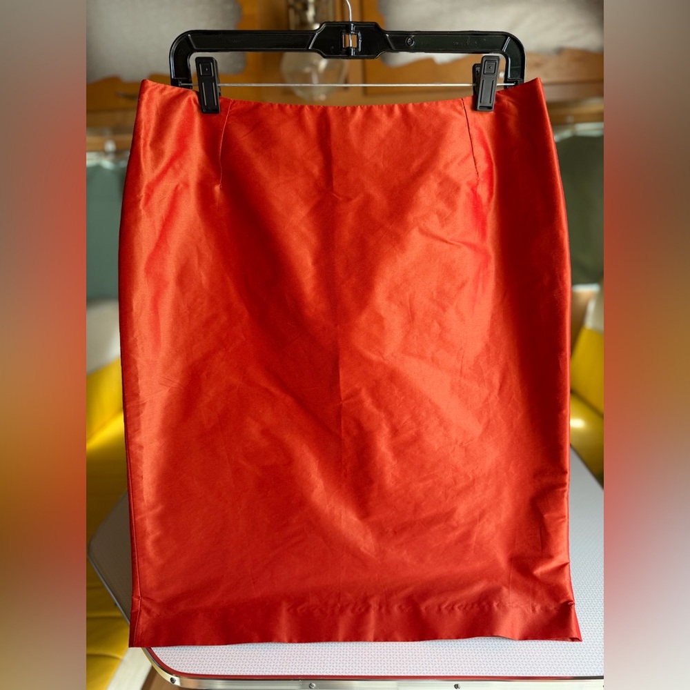 Barneys New York Vibrant Orange Pencil Skirt